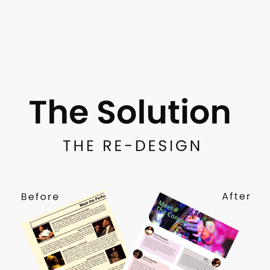 Showcasing the before and after in the new redesign