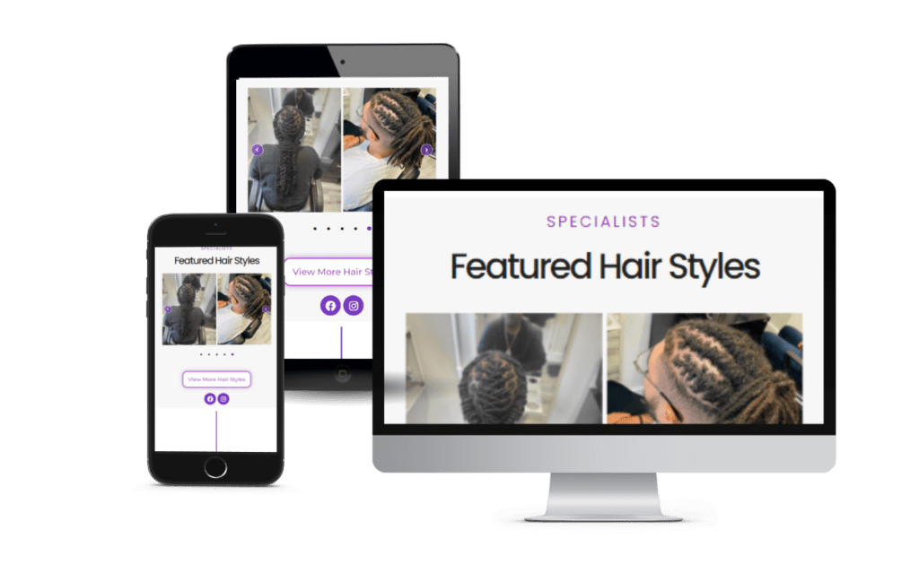 Website image designed for amastyles hair salon