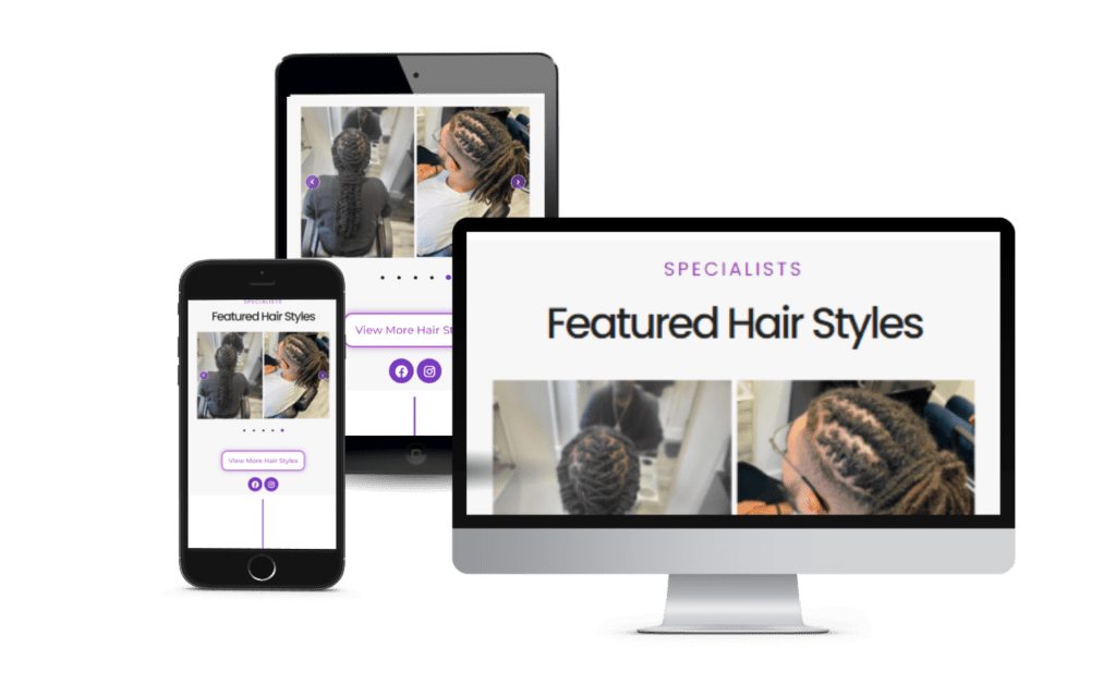 Website image designed for amastyles hair salon